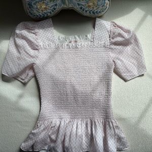 Rachel Parcell Pink and White Gingham Blouse